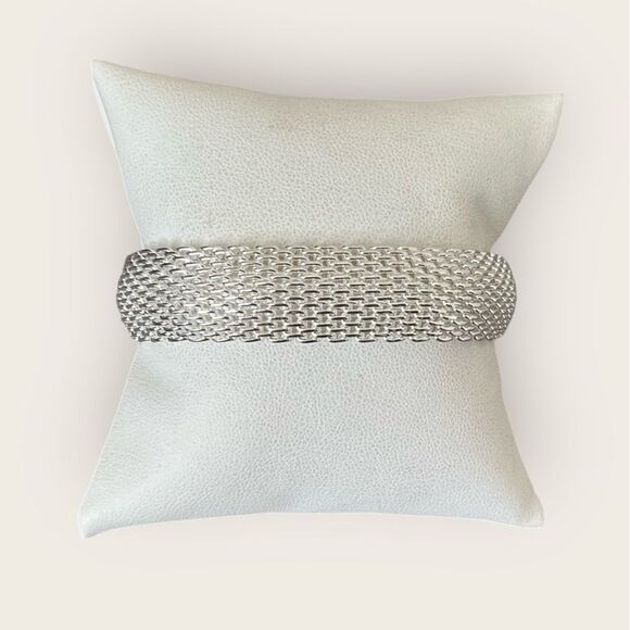 Thick mesh design .925 silver bracelet - Picture 4 of 7